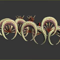 Unique Plant Structures Featuring Red Petals And Green Stems In Different Forms