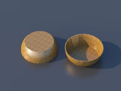 Two Woven Bowls With Natural Design for Home Kitchen Decor and Storage 3d model