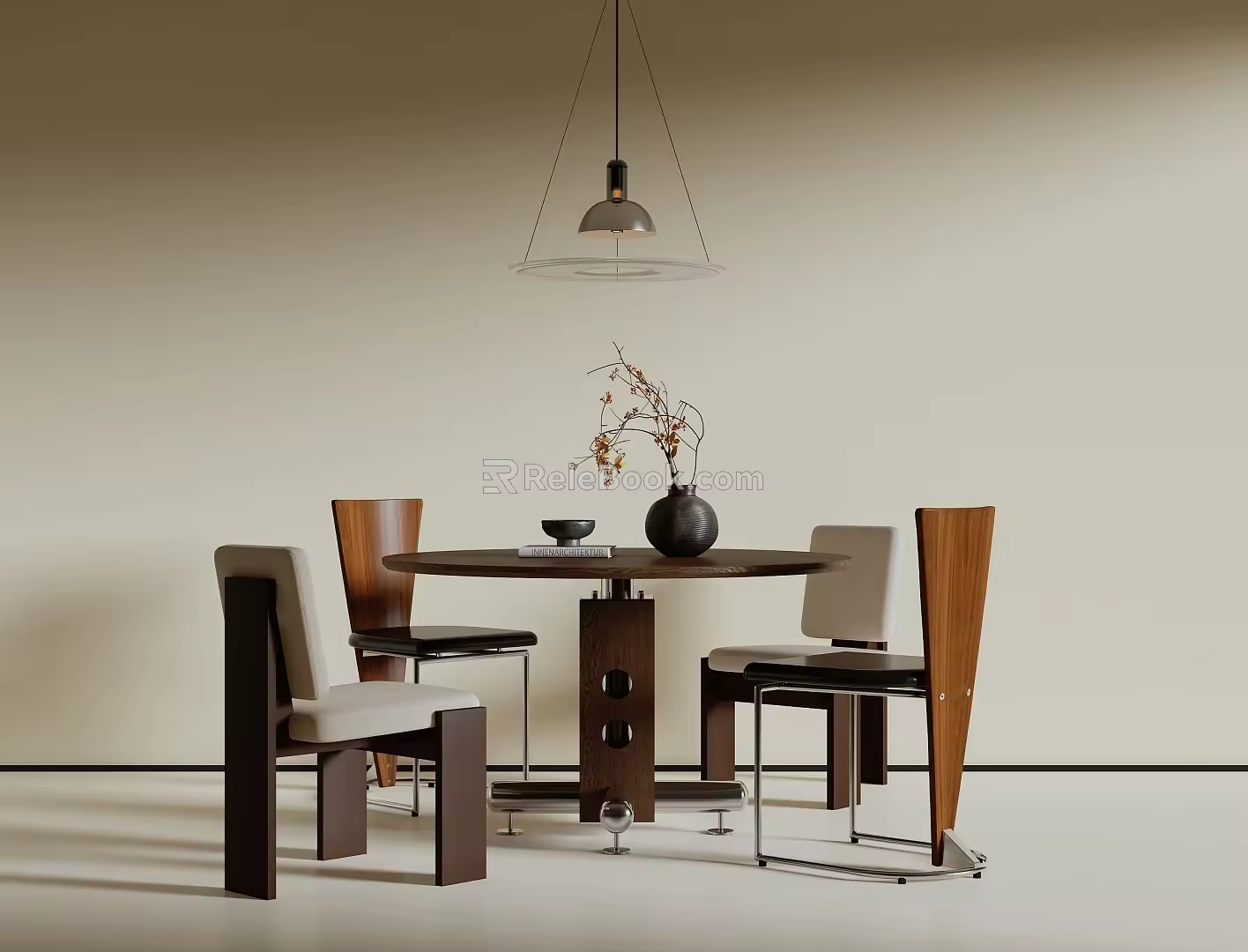 Modern Middle Ancient Dining Table and Chair Combination 3d model