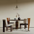 Modern Middle Ancient Dining Table and Chair Combination 3d model