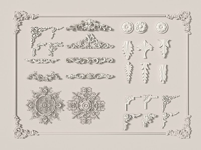 French carved plaster 3d model