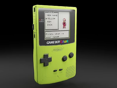 Lime Green Game Boy Color Handheld Game Console Classic Game Screen Retro Portable Gaming Equipment 3d model