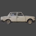 Old Worn Out Dusty Vintage Car Exterior With Classic Retro Design Details