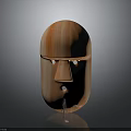Handcrafted Wooden Animal Mask Sculpture With Smooth Orange Surface And Simple Facial Features