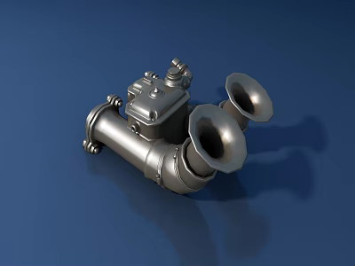 Military Weapon With Metallic Mechanical Dual Horn Shaped Components And Control Box 3d model