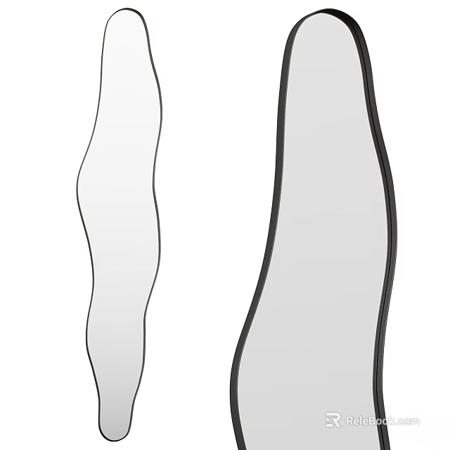 Two Wavy Mirrors With Modern Curved Design For Home Interior Decor 3d model 