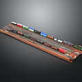 Detailed Model Train With Colorful Carriages On Railway Track