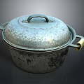 Vintage Metal Cooking Pot With Lid And Handles For Kitchen Use