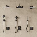 Modern Black Wall Mounted Shower Heads With Handheld And Overhead Fixtures