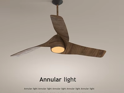 Elegant Modern Annular Light and Wooden Ceiling Fan Lighting Combination Design 3d model