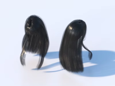 Black Wig Hairpieces Natural Looking Stylish For Daily Fashion Use Accessories 3d model