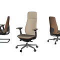 Modern Ergonomic Office Chairs in Beige and Brown Tones with Wheels and Armrests