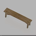 Simple Rustic Wooden Bench With Natural Grain On Light Blue Backdrop 3d model