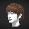 Brown Short Hair With Braid And Bangs On Head Model Side View 3d model