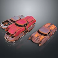Vintage Rusty Car Models With Red Brown Worn Exterior And Metallic Texture