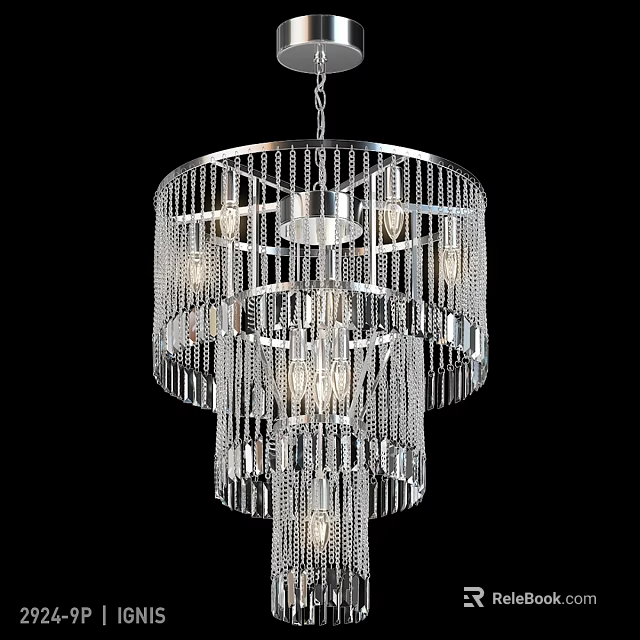 Elegant Modern Multi Tiered Crystal Chandelier With Metal Frame And Hanging Lighting Fixture 3d model 
