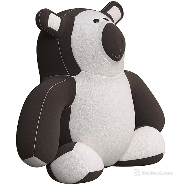 Soft Black And White Plush Panda Stuffed Toy For Kids Cuddly Gift 3d model 