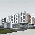 Modern Industrial Factory Complex With Green Roofs Trees Roads And Parking Areas