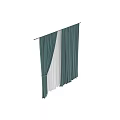 Dark Green Velvet Curtains Tied With Band And White Sheer Lining