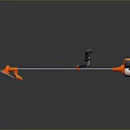 Orange And Black Lawn Mower With Long Shaft Blade Handle And Engine
