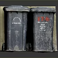 Double Household Trash Bins With Red Text Labels For Home Daily Use