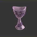 Elegant Silver Goblet With Purple Ornate Patterns For Home Use 3d model