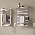 Bathroom Accessories White Wall Mounted Towel Racks With Towels And Toiletries
