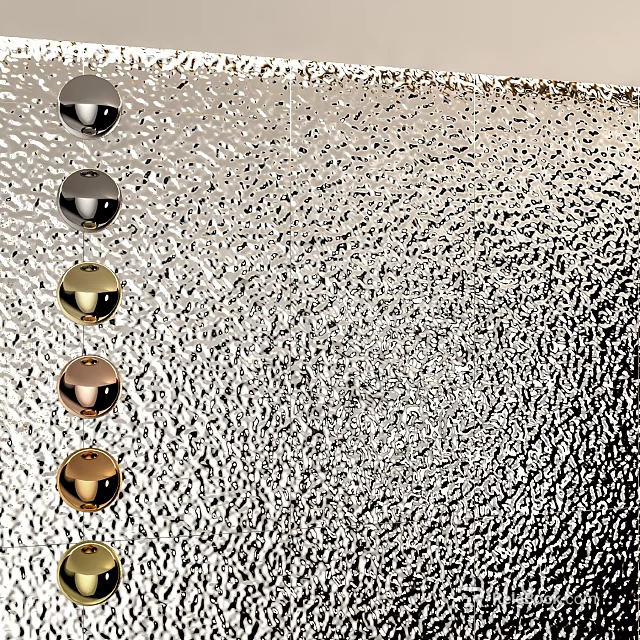 Metallic Wall Paneling With Decorative Round Buttons And Hammered Texture Surface 3d model
