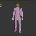 Racing Character With Blue Helmet White Jumpsuit Red Black Stripes Black Gloves And Boots