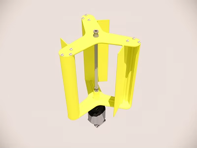 Yellow Industrial Equipment With Metal Frame Vertical Rod And Base Component 3d model