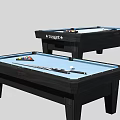 High Quality Sports Equipment Billiard Tables With Black Frames Light Blue Surfaces Balls And Cues