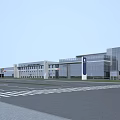 Modern Commercial Building Exterior Featuring Glass Facade Spacious Plaza And Directional Sign