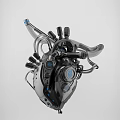 Intelligent Machine Mechanical Heart Design With Pipes Knobs Dials And Blue Indicators