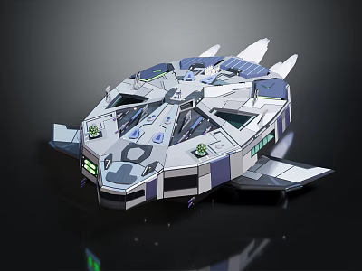 Futuristic Spaceship Model With Geometric Design Metallic Surface And Glowing Details 3d model