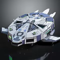 Futuristic Spaceship Model With Geometric Design Metallic Surface And Glowing Details