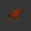 Modern Gray Armchair With Red Cushion And Wooden Legs Modern Design