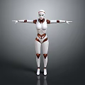 White And Red Humanoid Robot With Extended Arms Standing Posture Design 3d model