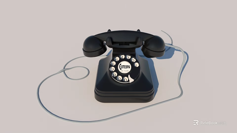 Vintage GPO Black Rotary Dial Telephone With Cord Classic Retro Communication Device 3d model 