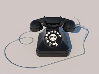 Vintage GPO Black Rotary Dial Telephone With Cord Classic Retro Communication Device 3d model