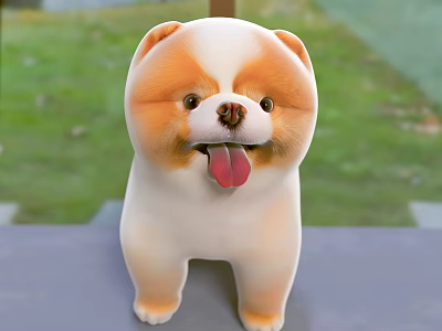 Orange And White Reptile Figurine With Tongue Out Standing On Gray Surface Near Green Grass 3d model