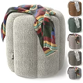 Soft Plush Sofa Stool In Green Brown Gray With Decorative Towel And Stylish Design