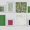 Abstract Paintings With Green Tones Varied Patterns And Framed Wall 3d model