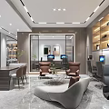 Modern Public Office Space Interior With Open Layout Office Furniture And Green Plants