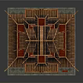 Cartoon Style Traditional Chinese Building With Multi Tiered Red Structure Ornate Eaves And Tile Roof
