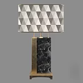 Modern Table Lamp With Geometric Pattern Shade And Black Marble Base 3d model