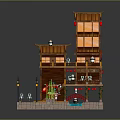 Traditional Chinese Ancient Architecture With Curved Eaves Red Lanterns Wooden Plaque And Stone Steps