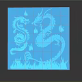 Two Mythical Blue Dragons with Flames and Reflection on Black Background 3d model