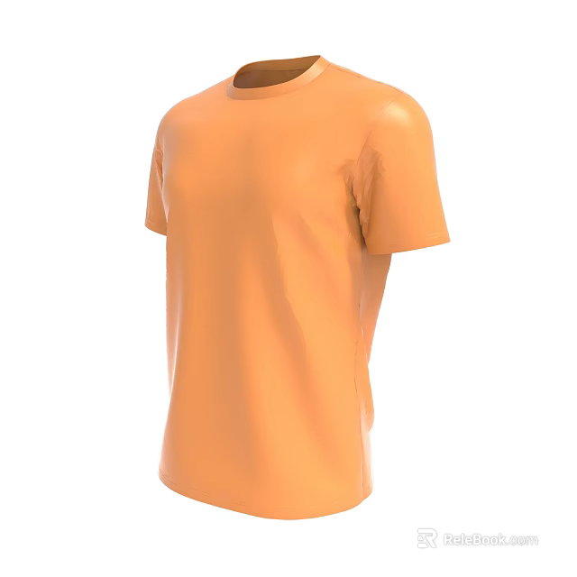 Orange Short Sleeve T-Shirt Classic Fit Cotton Casual Design for Everyday Wear 3d model 