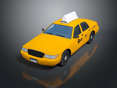 Yellow Taxi Cab Featuring White Roof Sign TAXI Lettering And Number 601 3d model