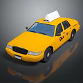 Yellow Taxi Cab Featuring White Roof Sign TAXI Lettering And Number 601